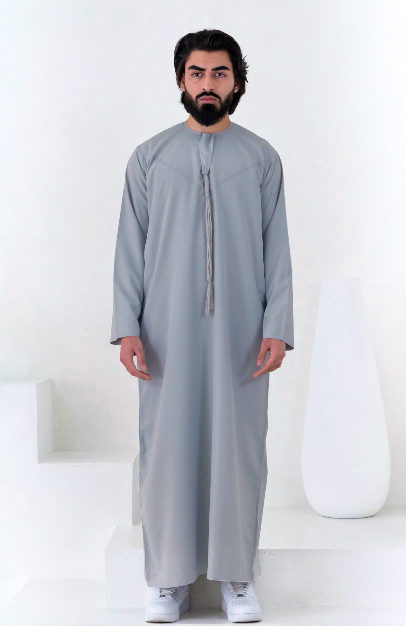 Premium Emirati Thobe: Storm Grey