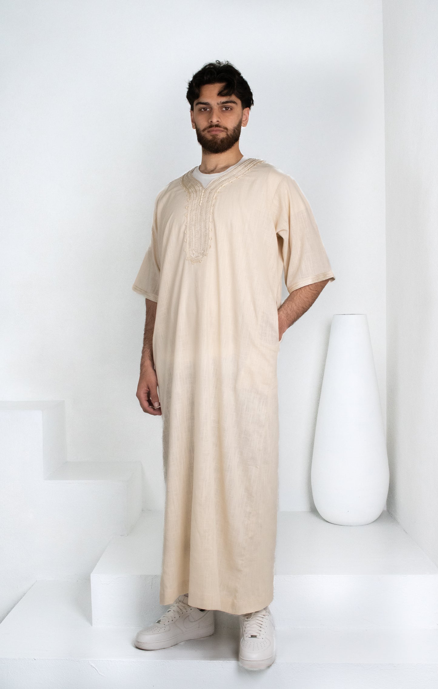 Premium Linen Moroccan Thobe: Classic Linen