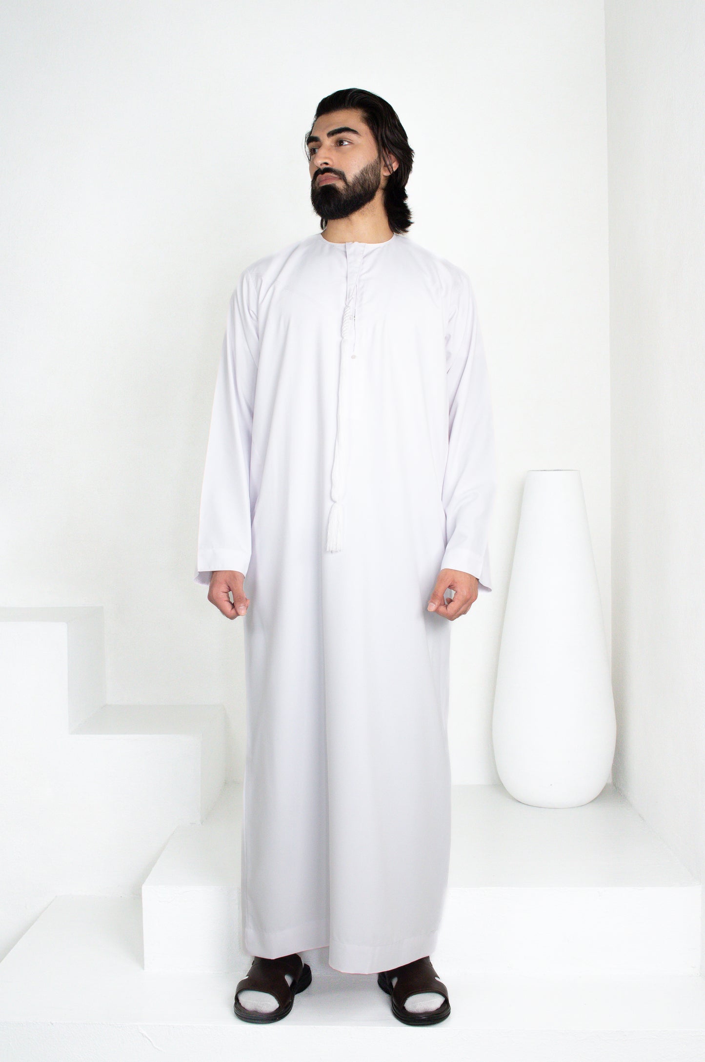 Premium Emirati Thobe: Pure White