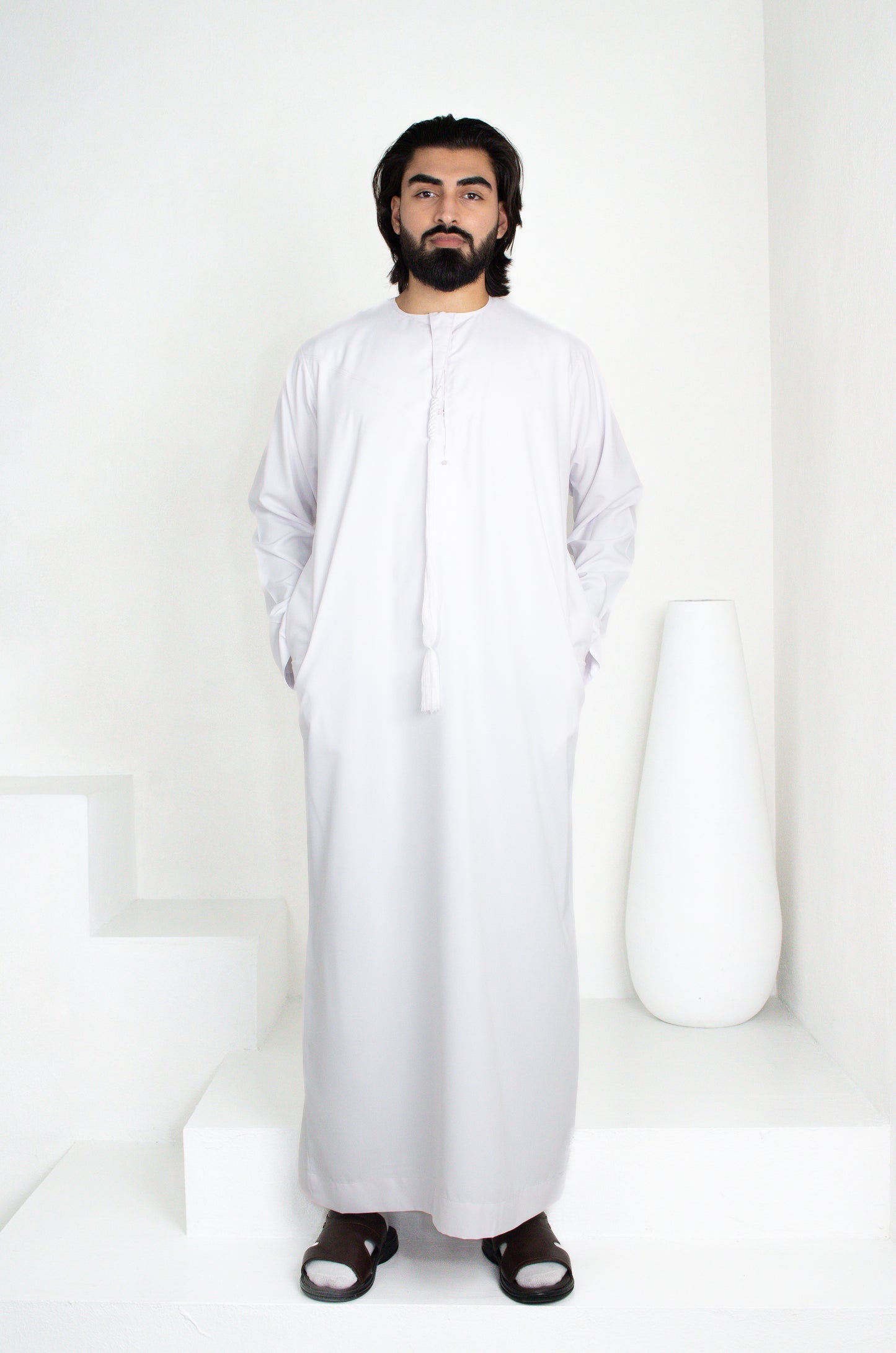 Premium Emirati Thobe: Pure White