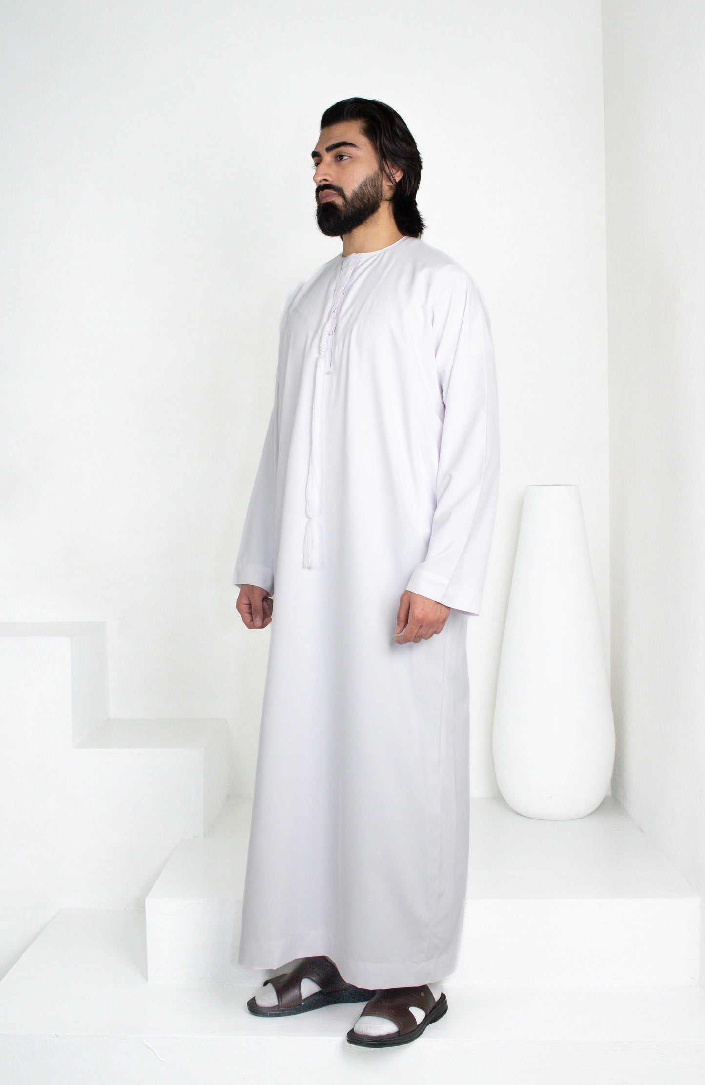 Premium Emirati Thobe: Pure White