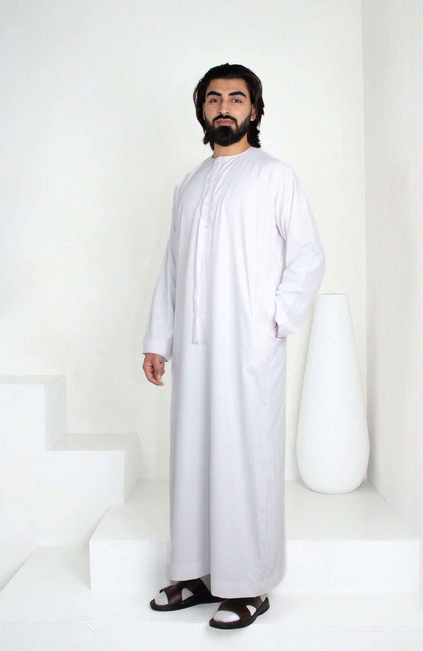 Premium Emirati Thobe: Pure White