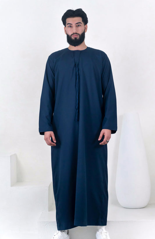 Premium Emirati Thobe: Midnight Blue