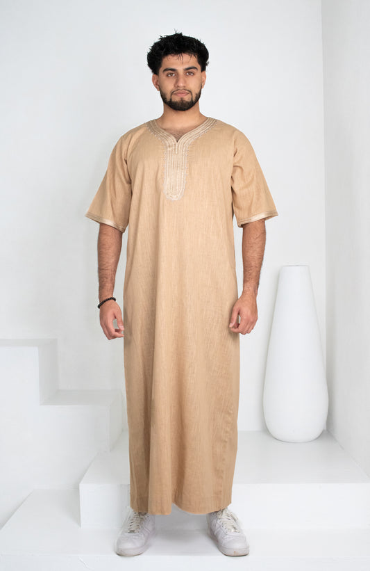 Premium Linen Moroccan Thobe: Desert