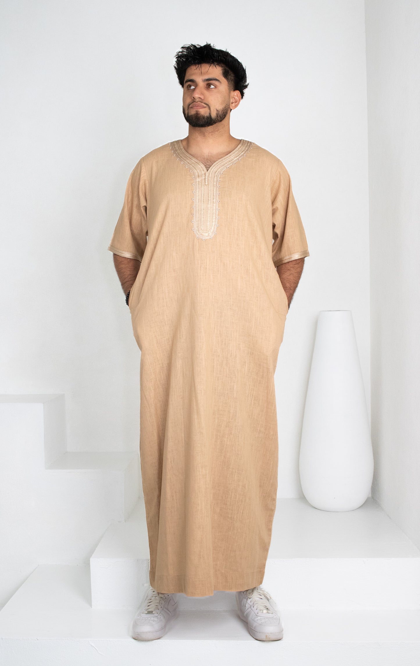 Premium Linen Moroccan Thobe: Desert