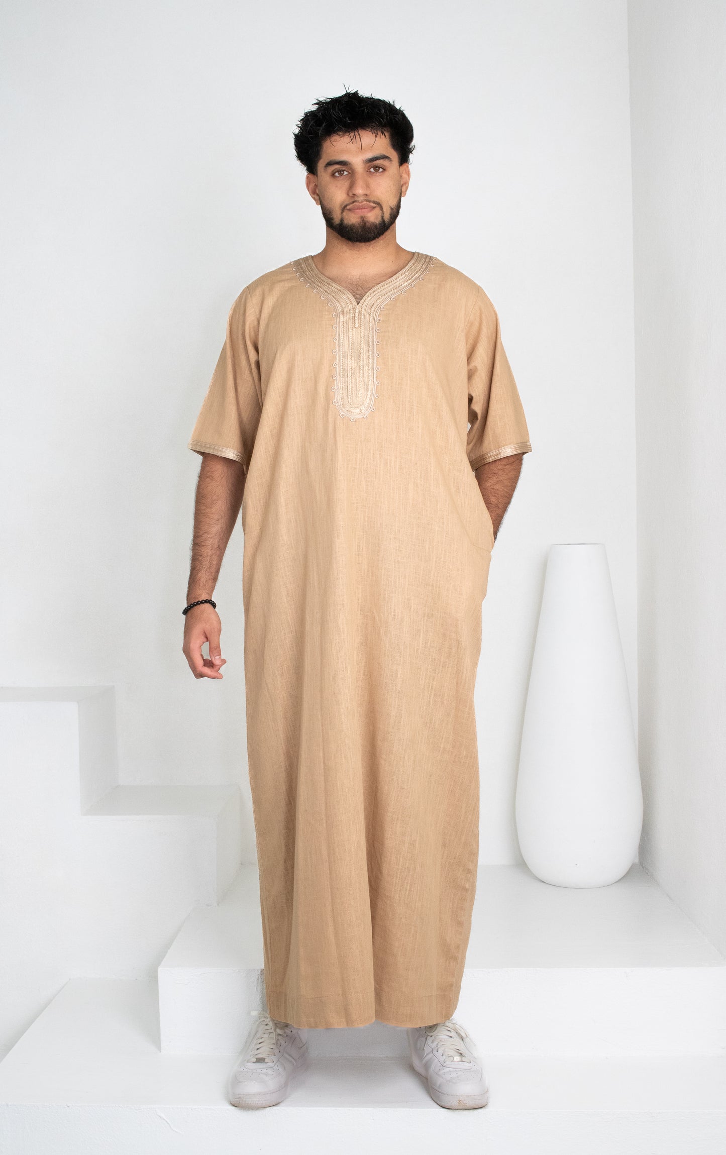 Premium Linen Moroccan Thobe: Desert