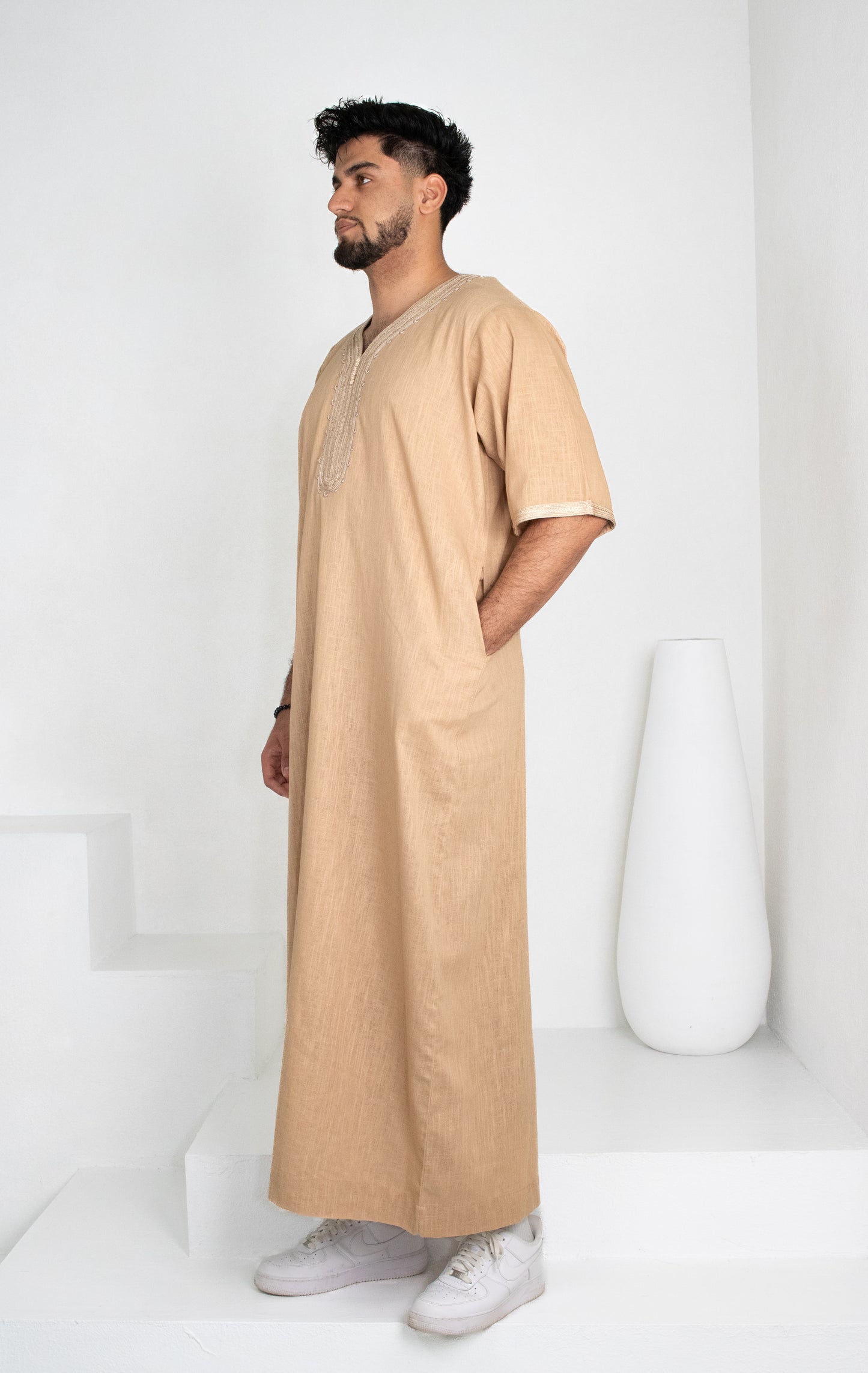 Premium Linen Moroccan Thobe: Desert