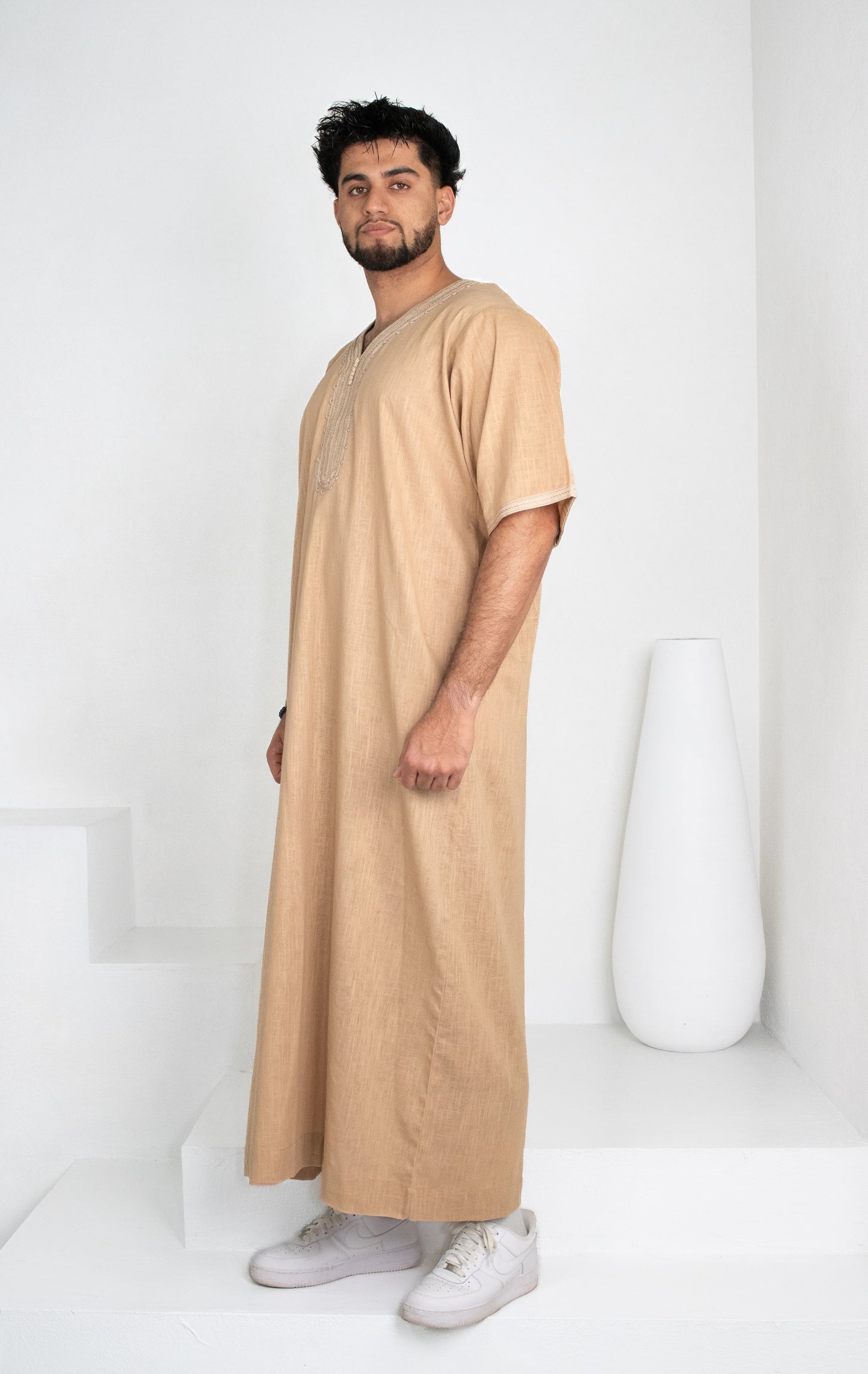 Premium Linen Moroccan Thobe: Desert